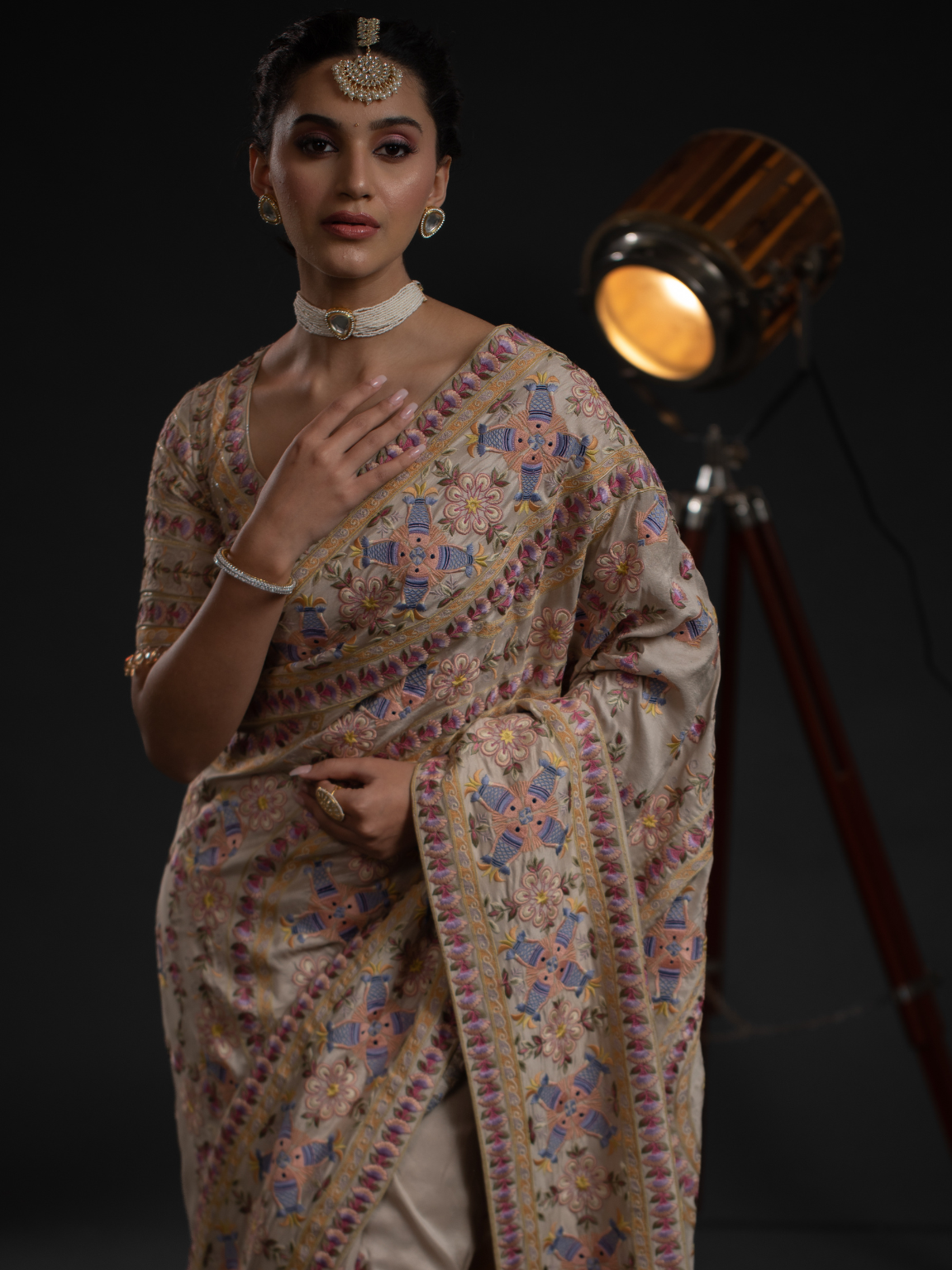Pista Green Embroidered Saree