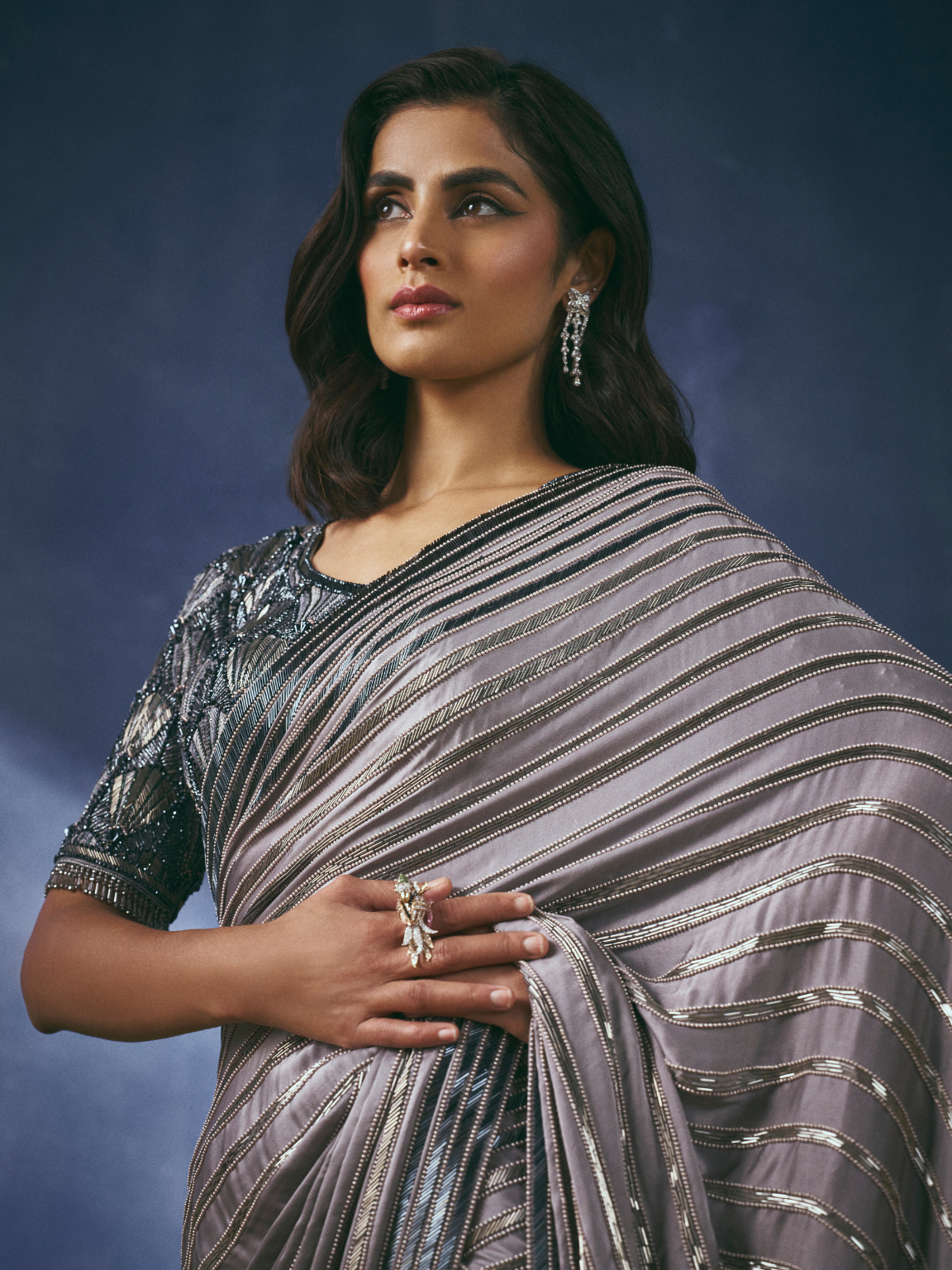 Silver Luster Saree