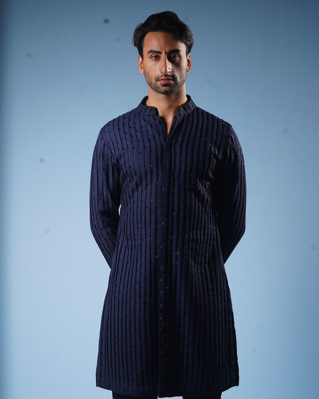 Blue Pintucks Kurta