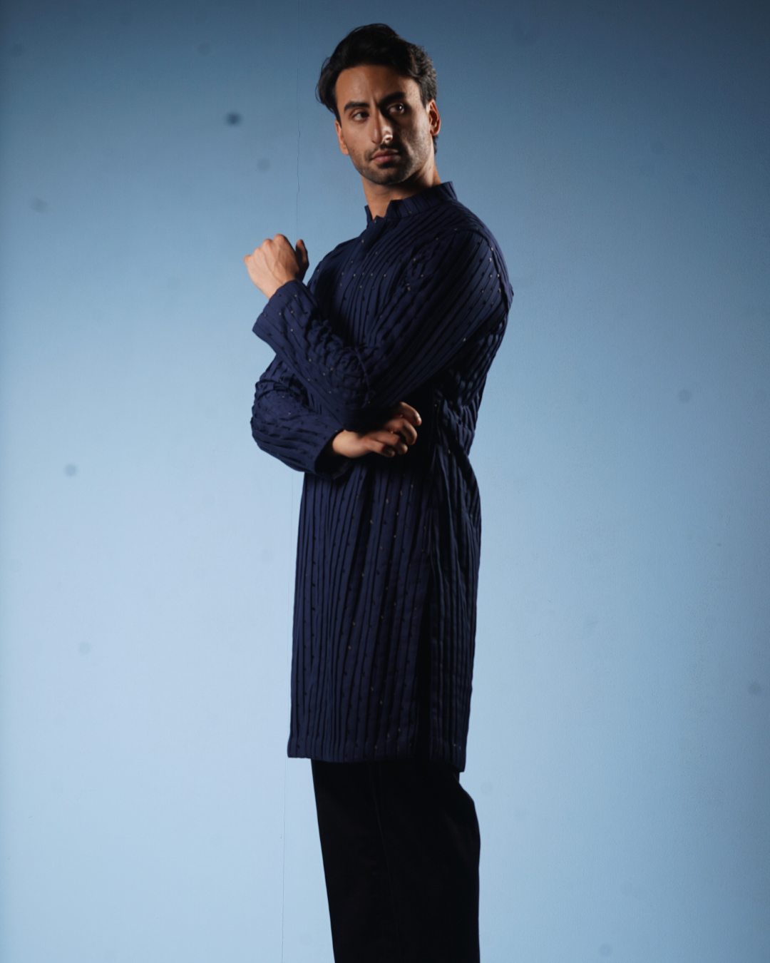 Blue Pintucks Kurta