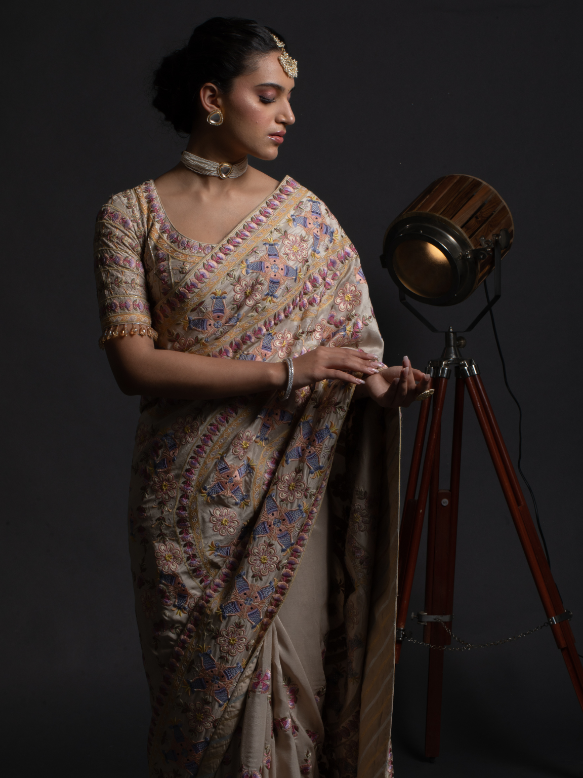 Pista Green Embroidered Saree