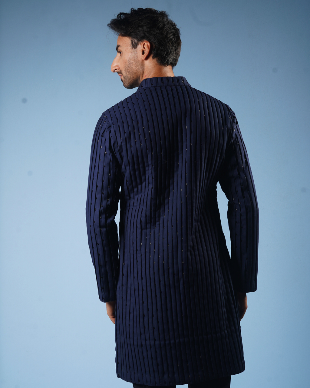 Blue Pintucks Kurta