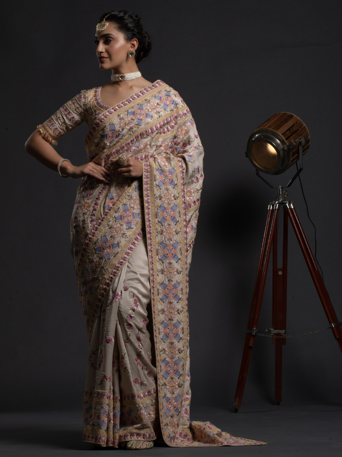 Pista Green Embroidered Saree