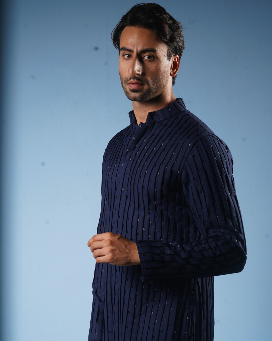 Blue Pintucks Kurta