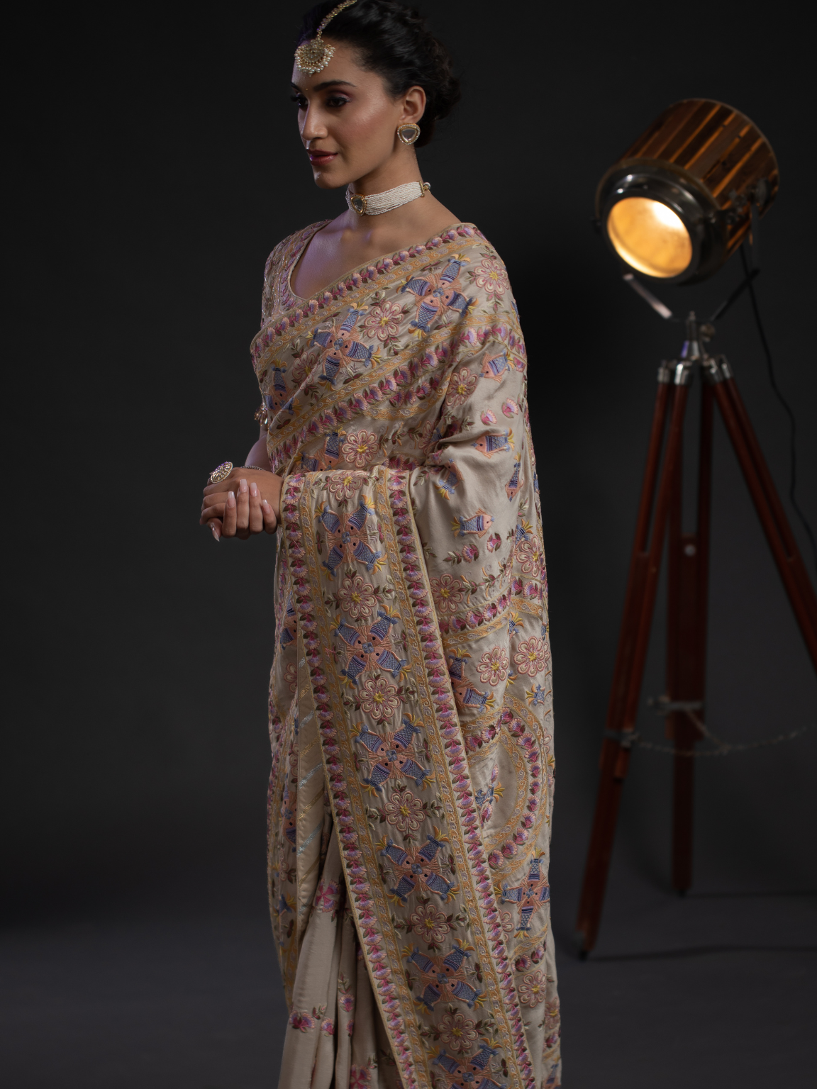 Pista Green Embroidered Saree