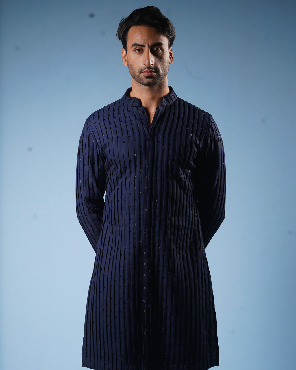 Blue Pintucks Kurta