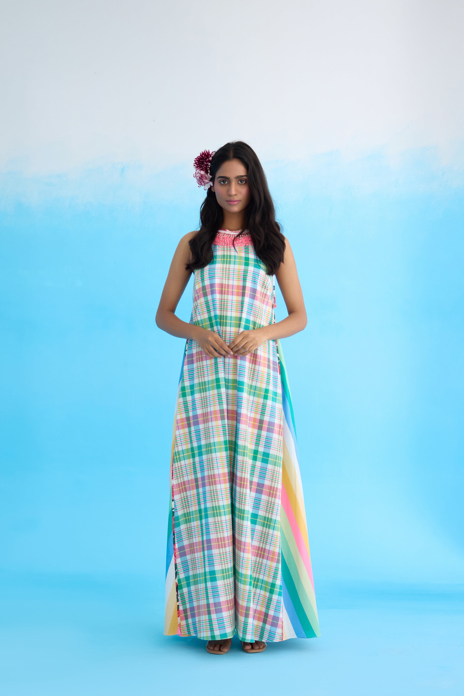 Madras Check Print Dress