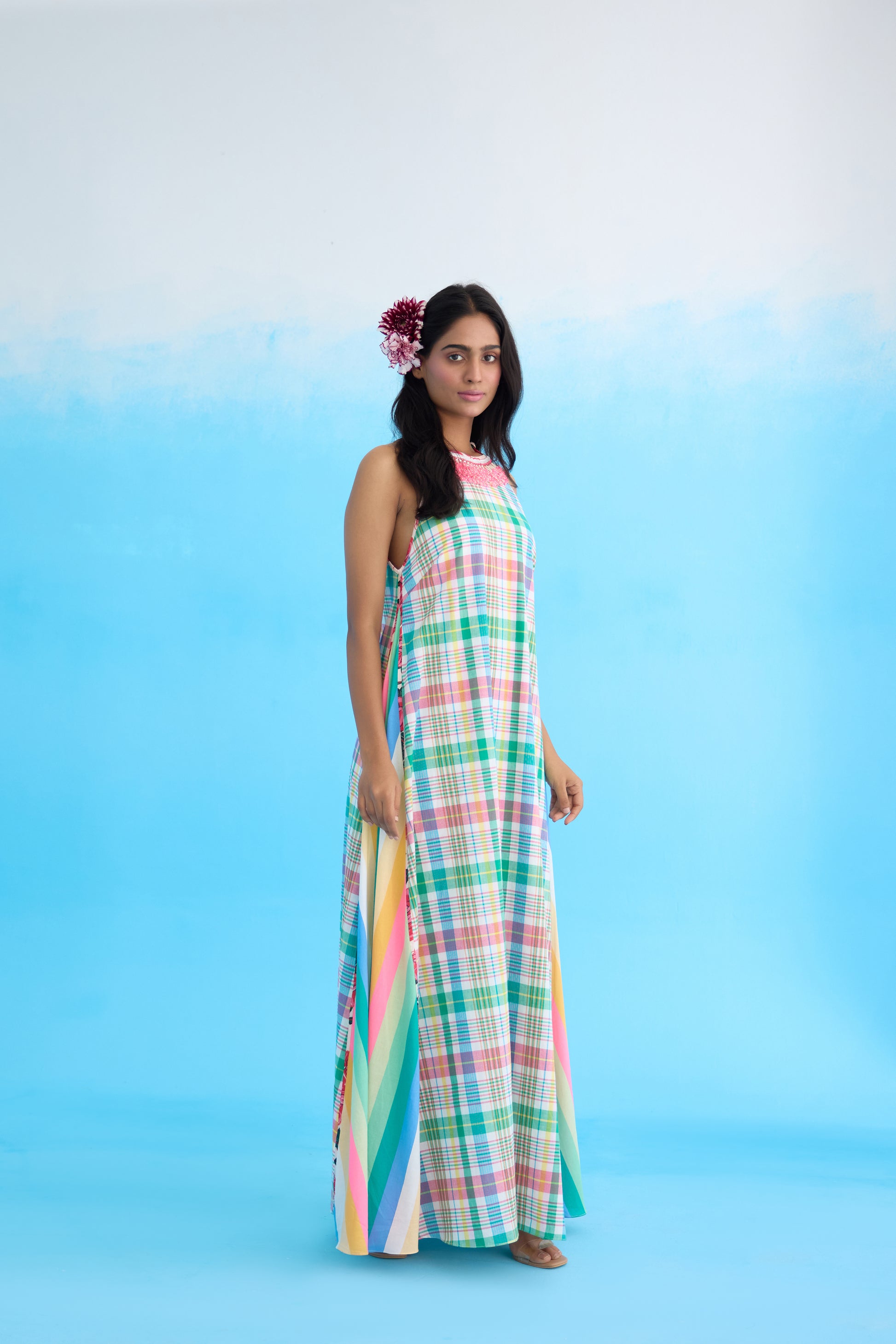 Madras Check Print Dress