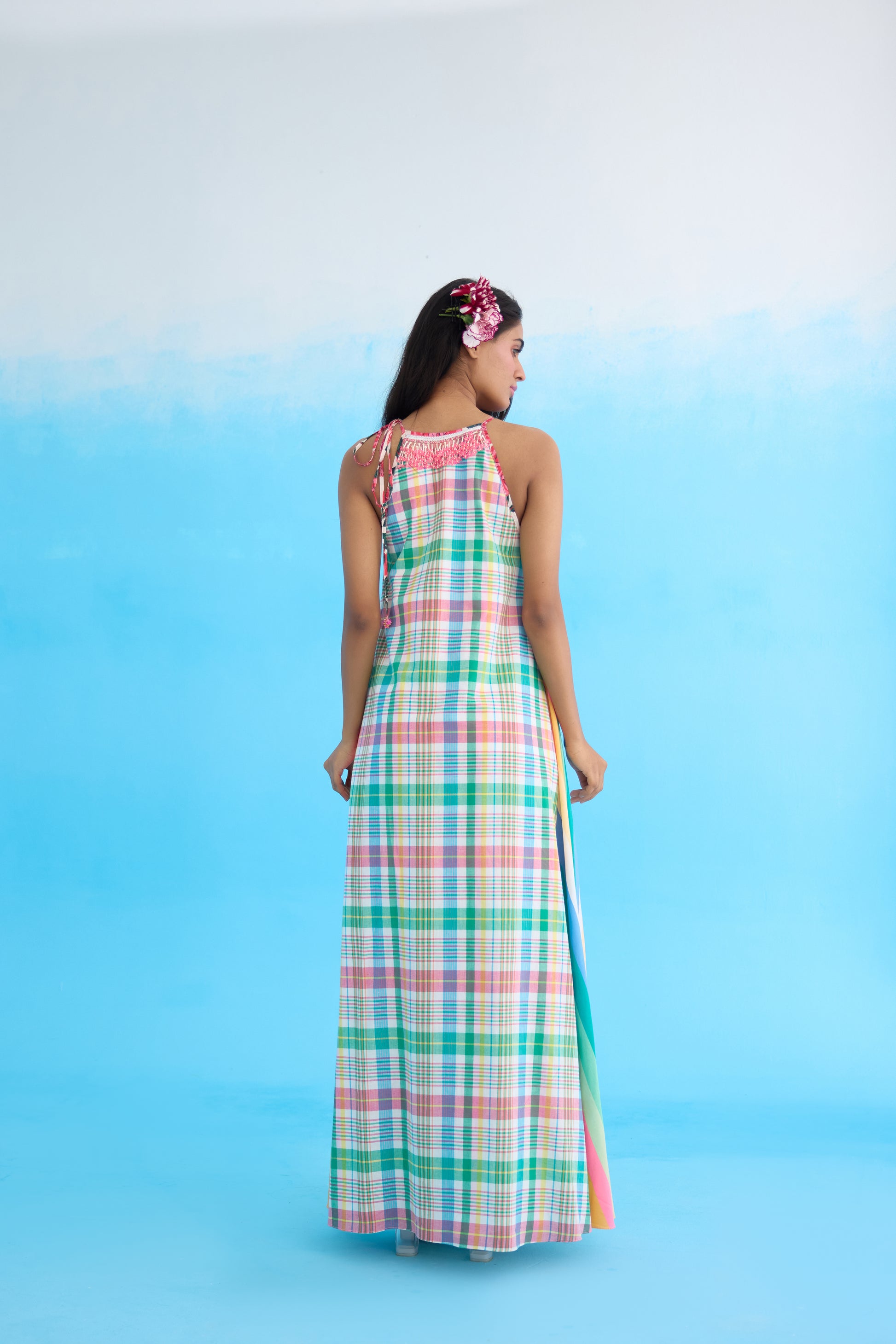 Madras Check Print Dress