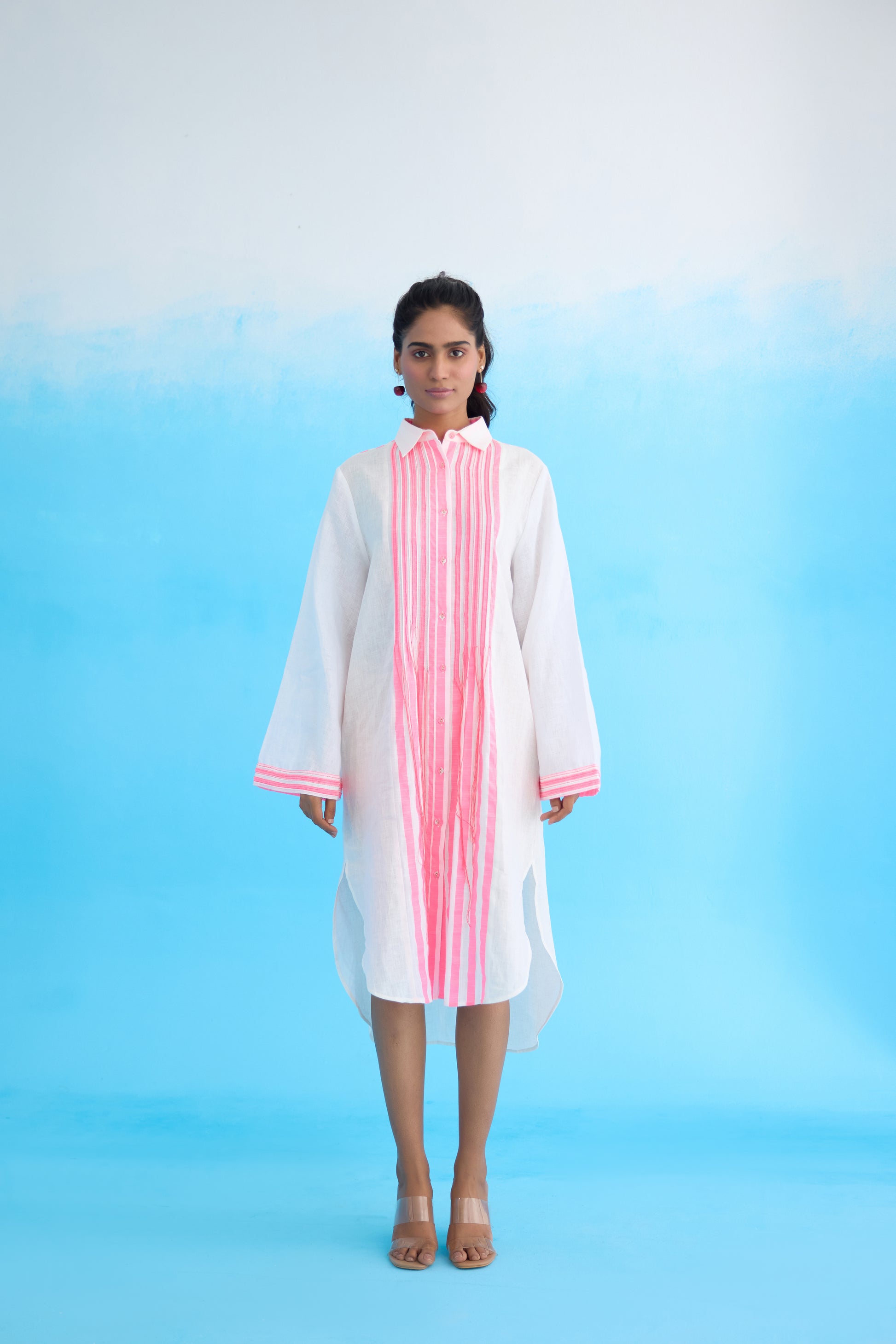 Rose Pink and White Striped Dress