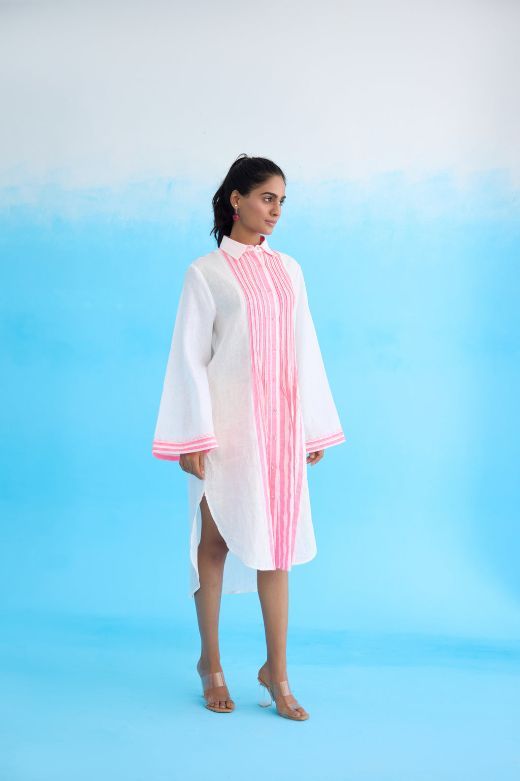 Rose Pink and White Striped Dress