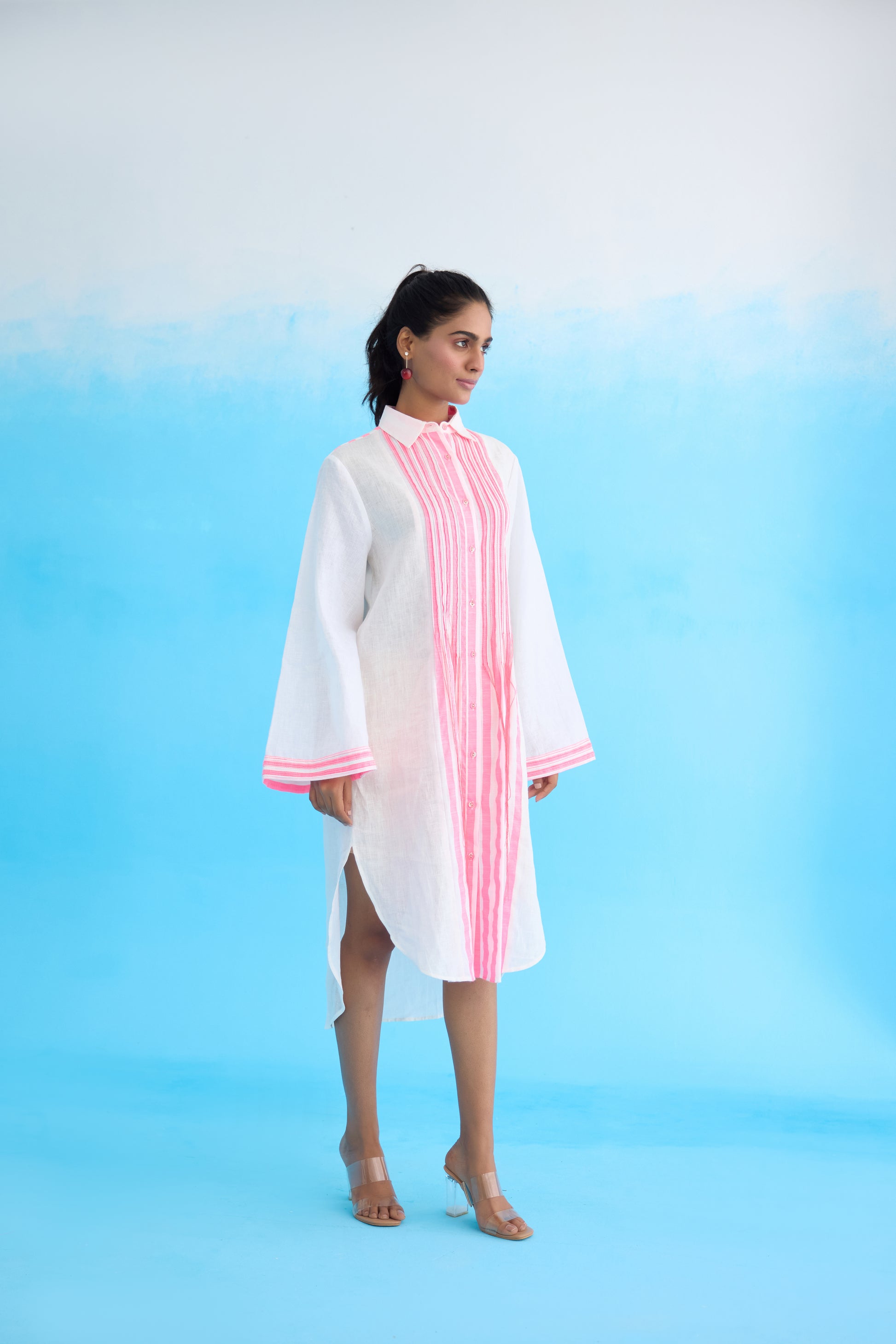 Rose Pink and White Striped Dress