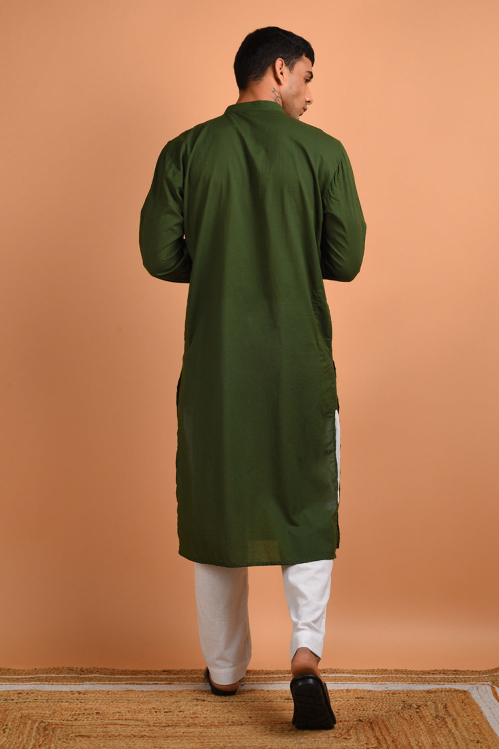 Roshan Green Cotton Kurta