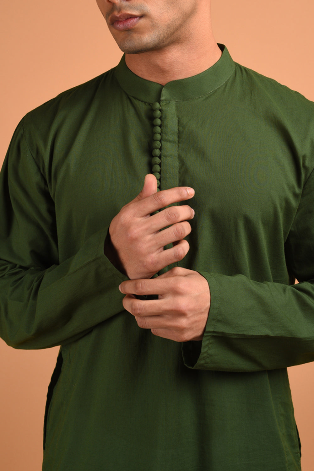 Roshan Green Cotton Kurta