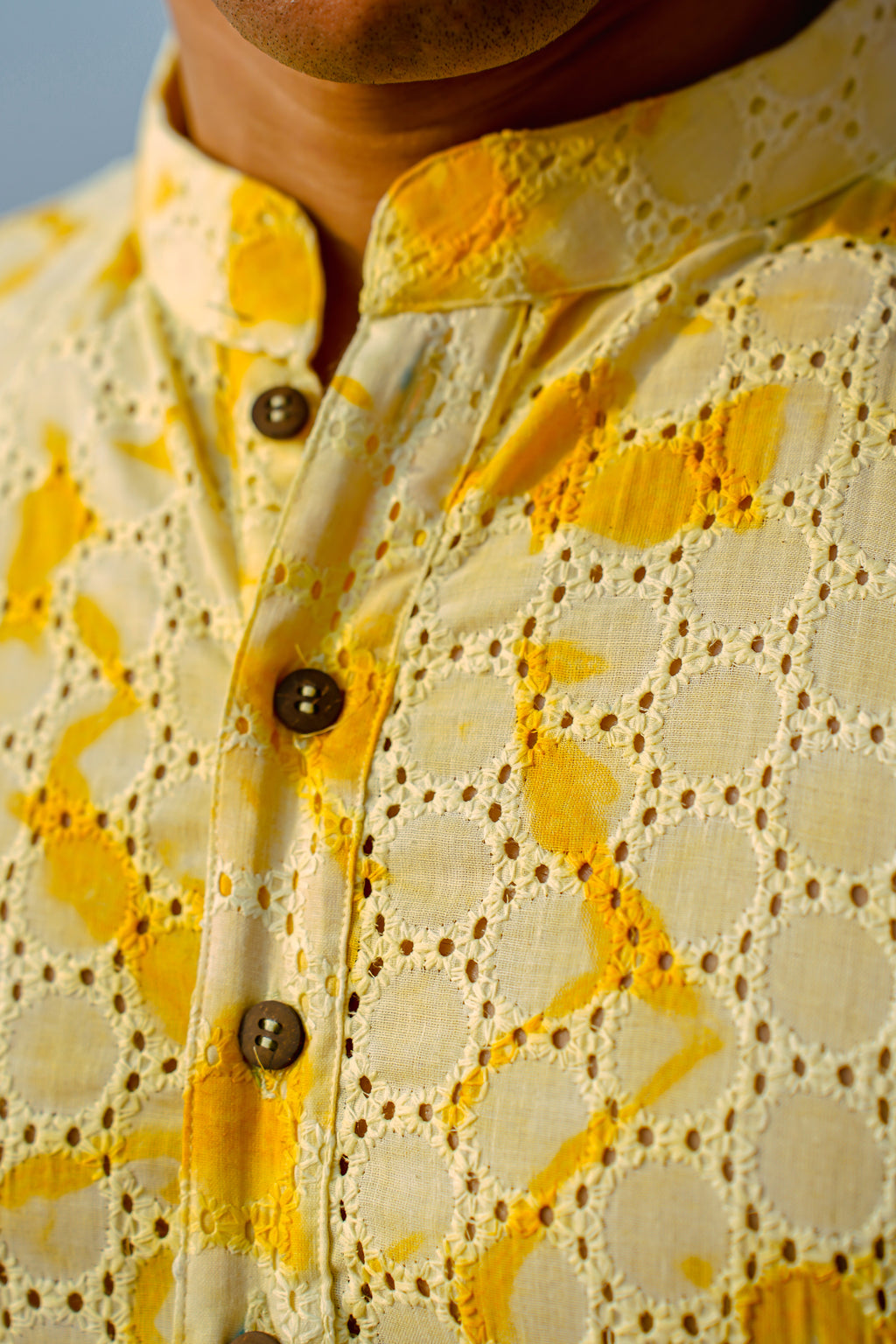 Yellow Hakoba tie and dye Kurta