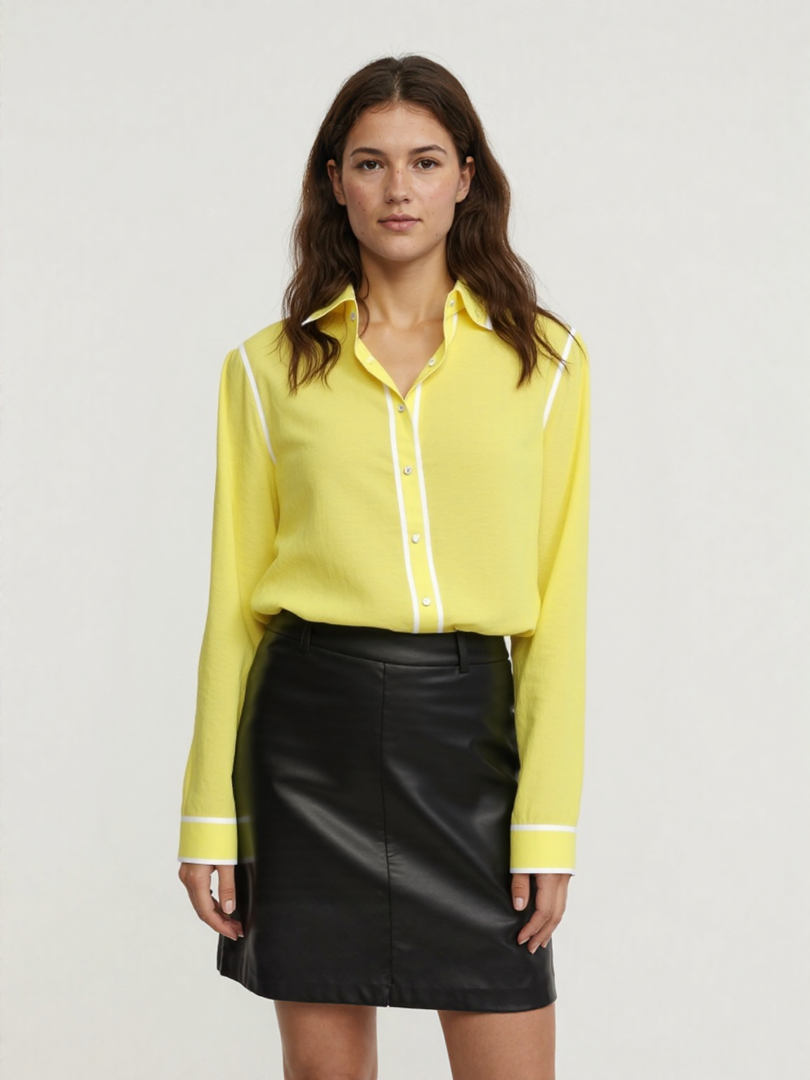 Yellow Piped Button-Down Shirt
