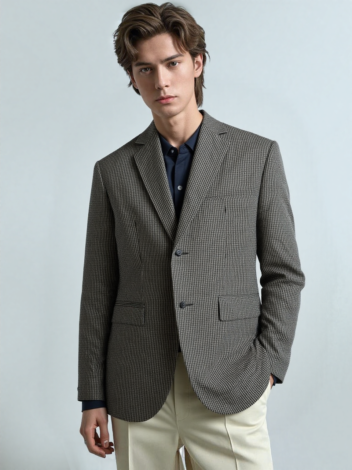 Smart Jacket in Check Stripe Pattern