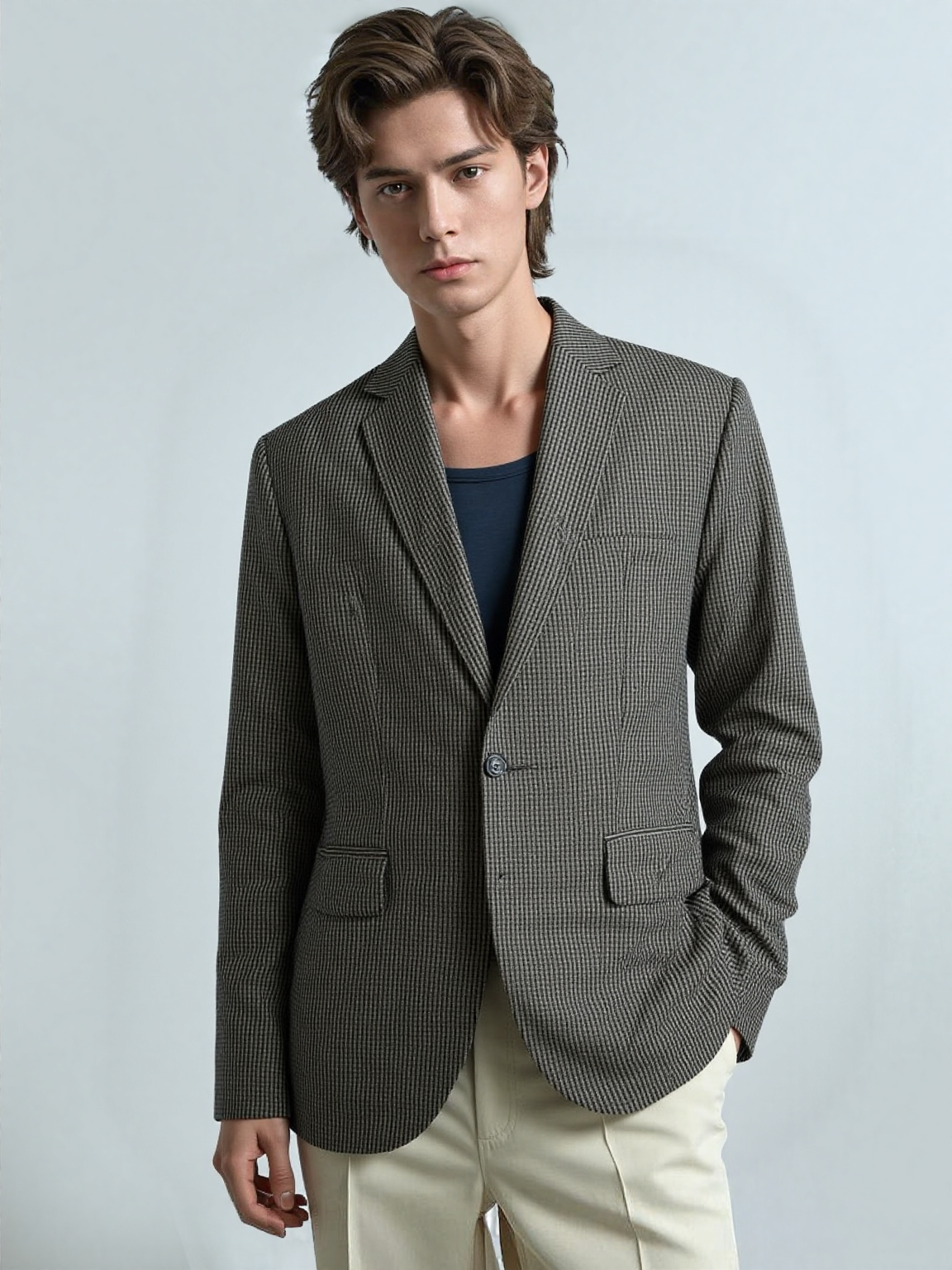 Smart Jacket in Check Stripe Pattern
