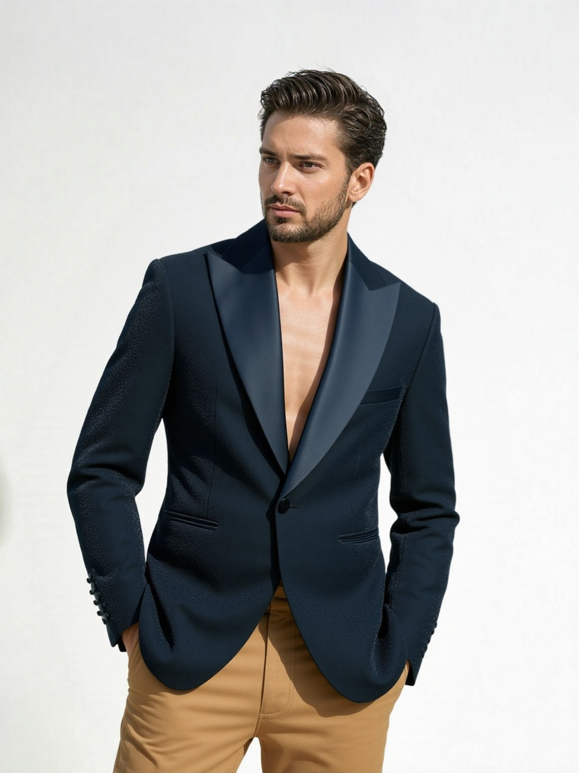 Elevated Cut Cuff Tuxedo in Black