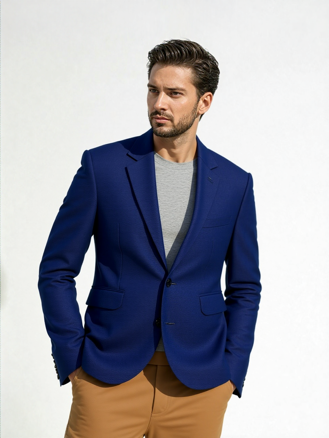 Dark Blue Embossed Texture Jacket