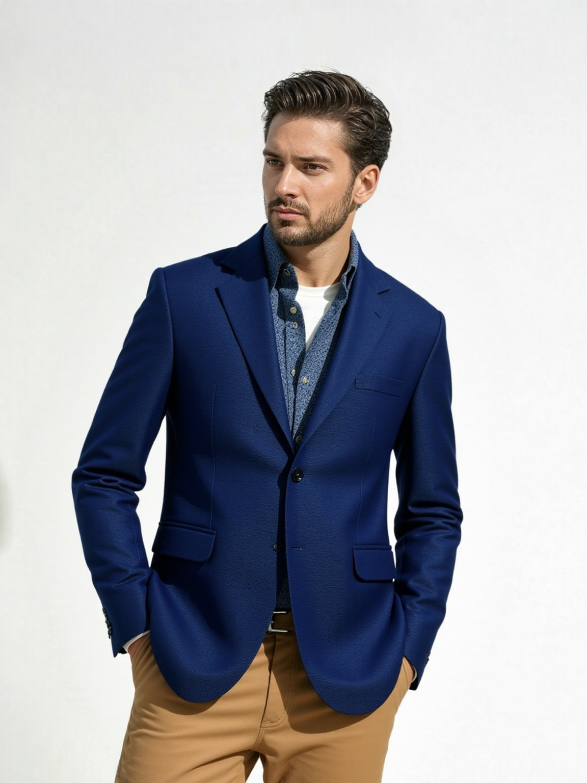 Dark Blue Embossed Texture Jacket