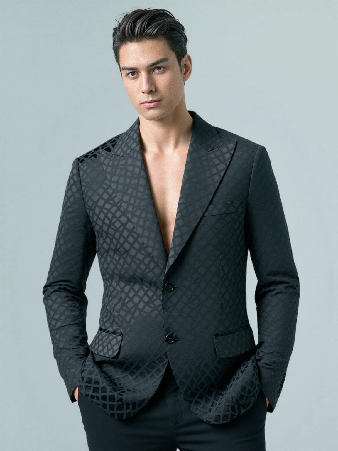 Glass Cut Pattern Textured Jacket