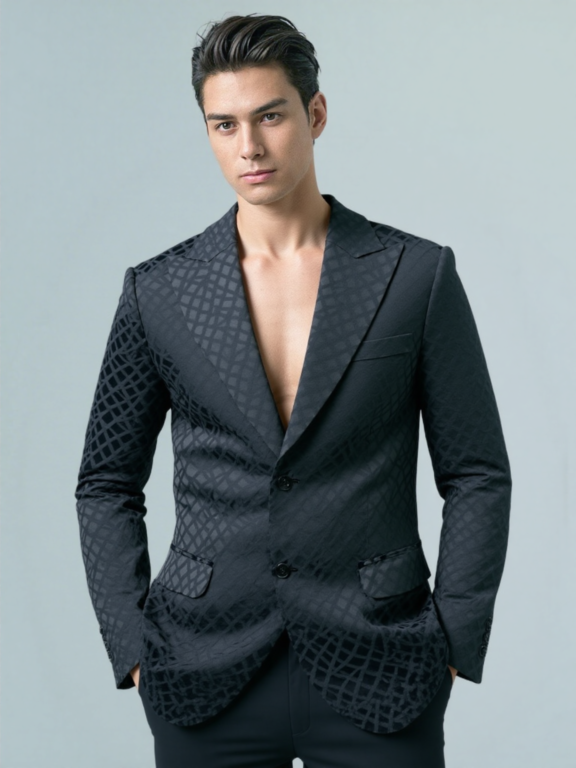 Glass Cut Pattern Textured Jacket