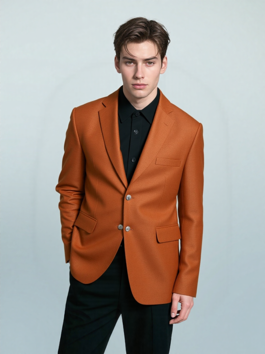 Tailored Orange Hue Textured Jacket