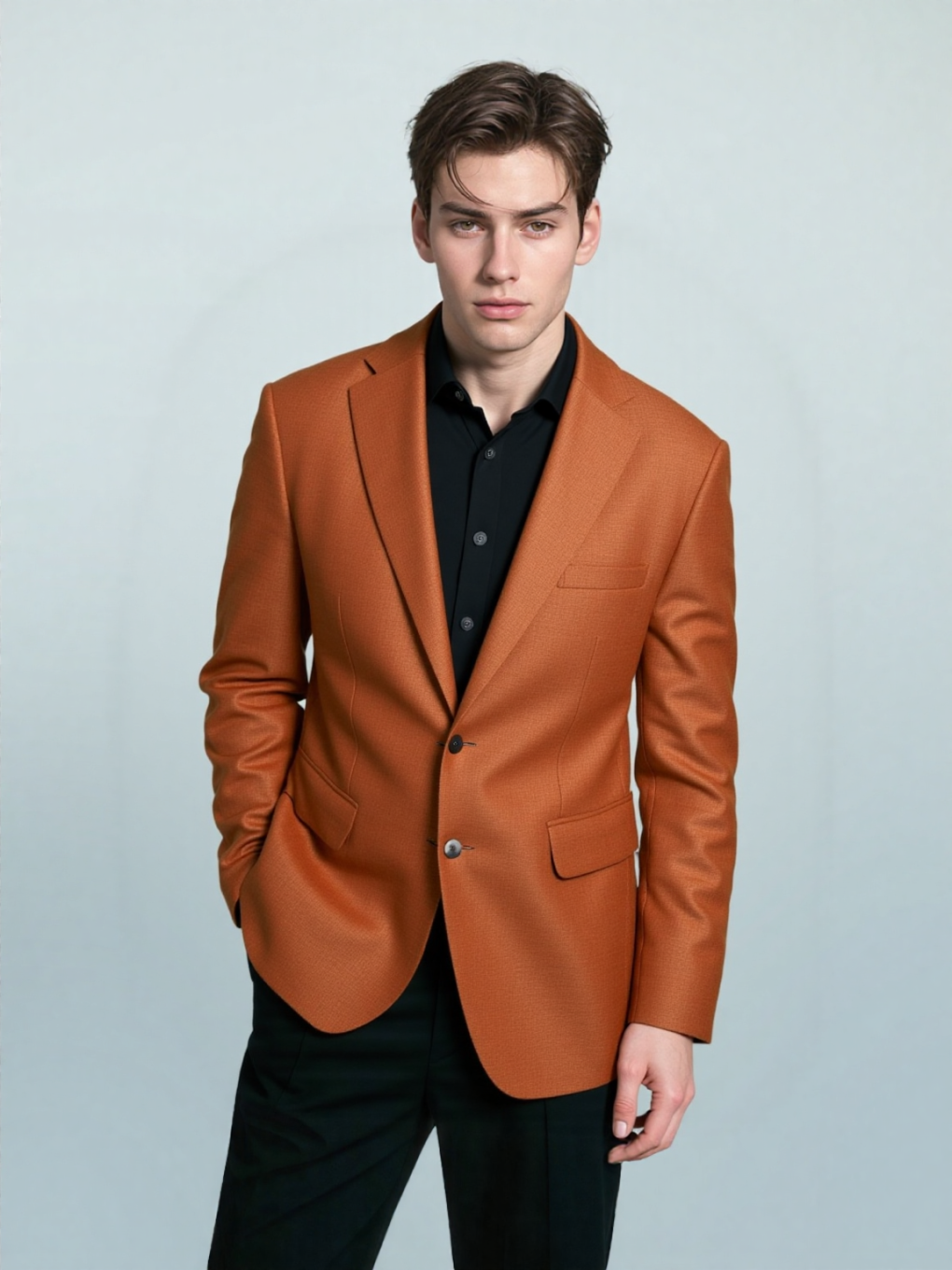 Tailored Orange Hue Textured Jacket