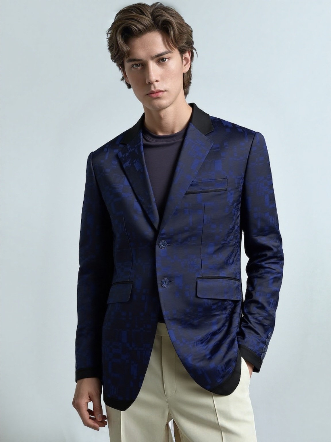 Blue Noir Grid Jacket