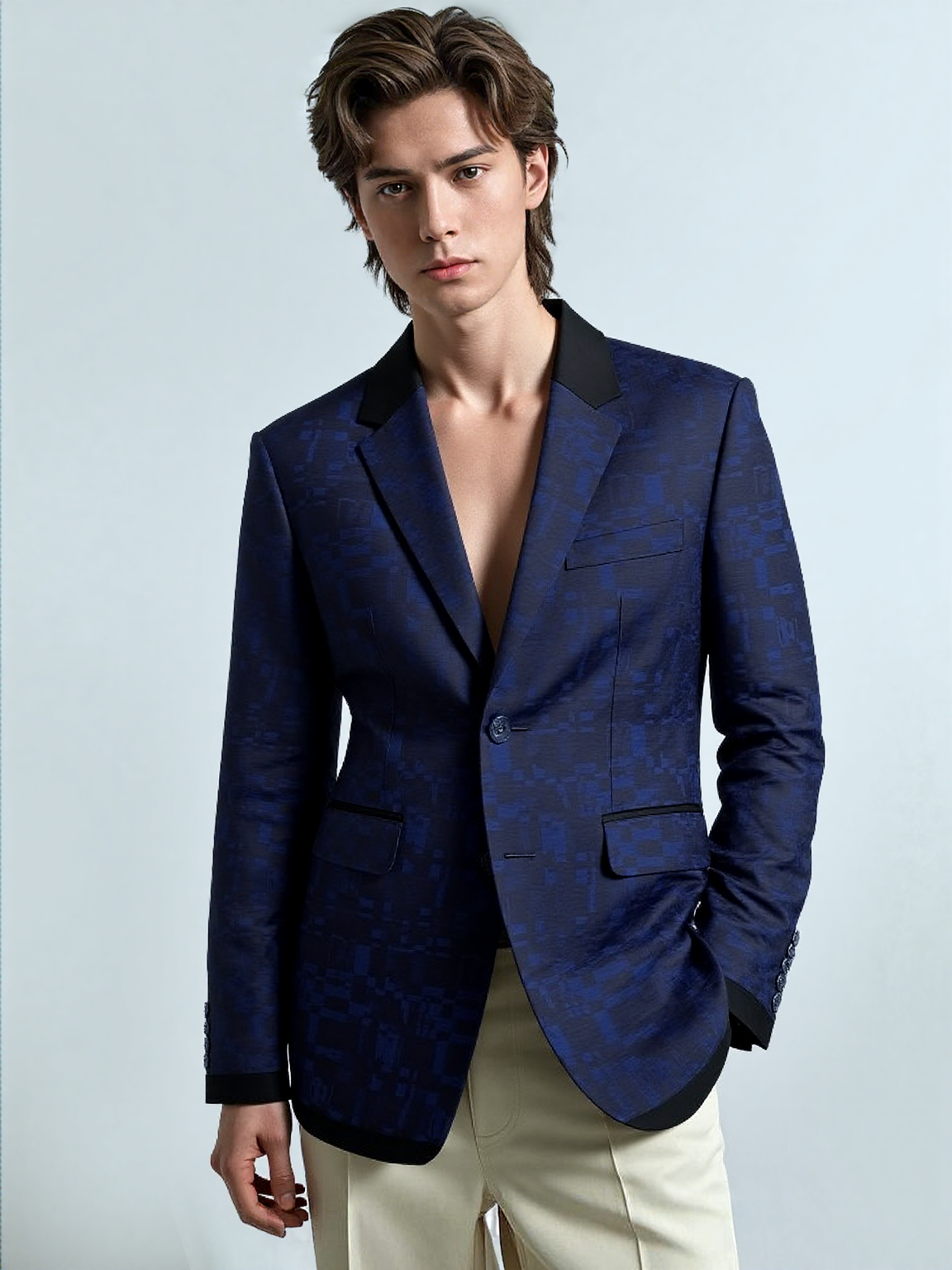 Blue Noir Grid Jacket