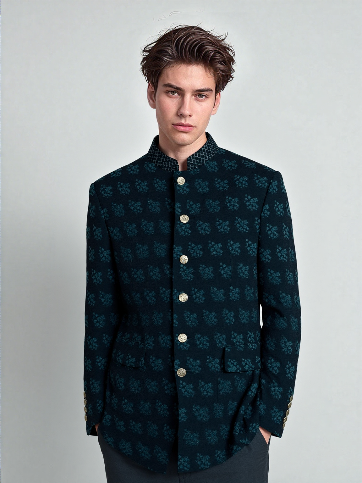 Garden Dots Print Bandgala
