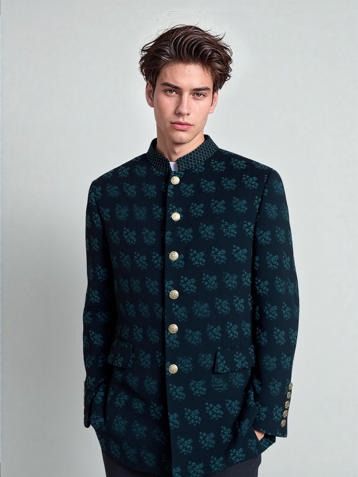 Garden Dots Print Bandgala